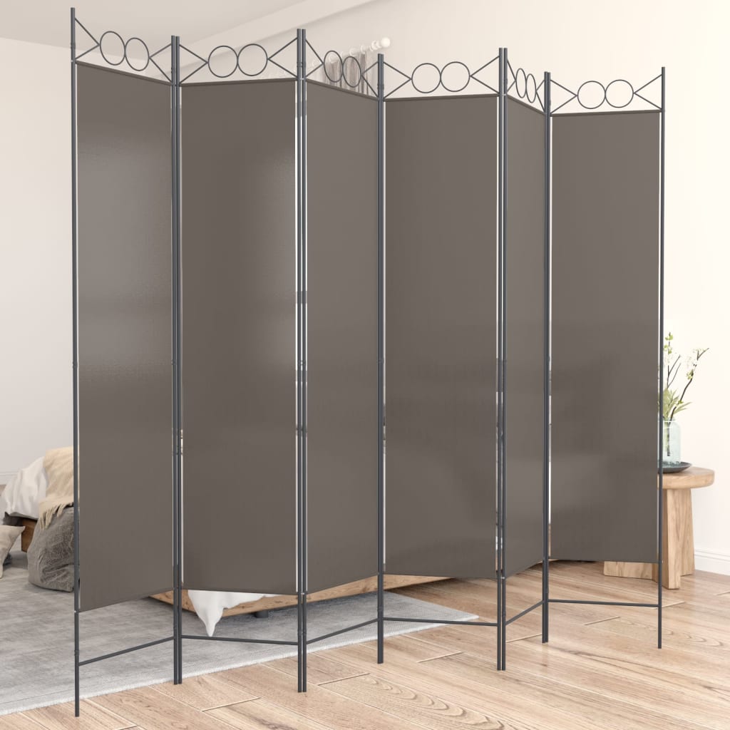 Kamerscherm met 6 panelen 240x200 cm stof antracietkleurig is nu te koop bij PeponiXL, paradijselijk wonen!