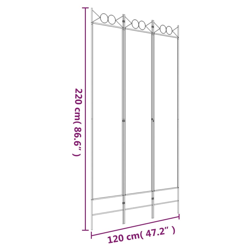 Kamerscherm met 3 panelen 120x220 cm stof wit is nu te koop bij PeponiXL, paradijselijk wonen!