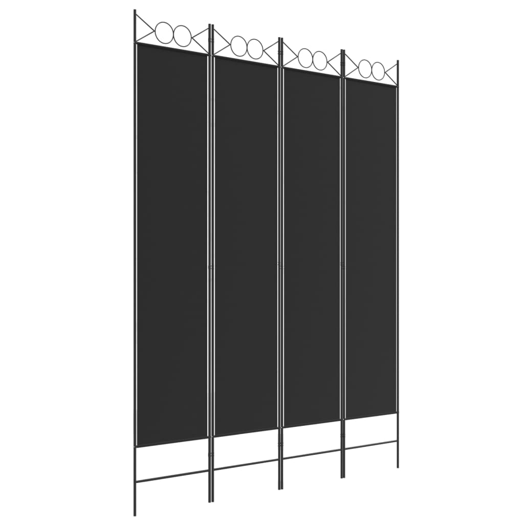 Kamerscherm met 4 panelen 200x200 cm stof zwart is nu te koop bij PeponiXL, paradijselijk wonen!