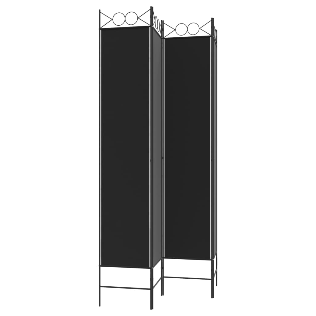 Kamerscherm met 4 panelen 200x200 cm stof zwart is nu te koop bij PeponiXL, paradijselijk wonen!