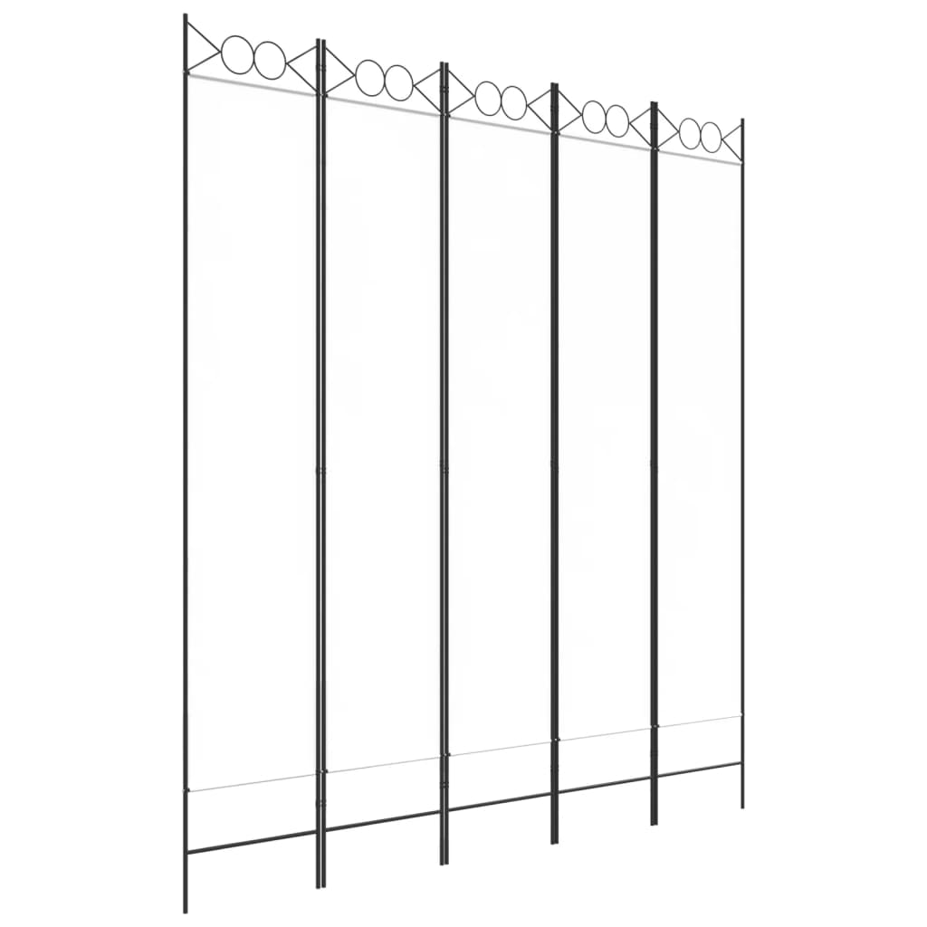 Kamerscherm met 5 panelen 200x220 cm stof wit is nu te koop bij PeponiXL, paradijselijk wonen!