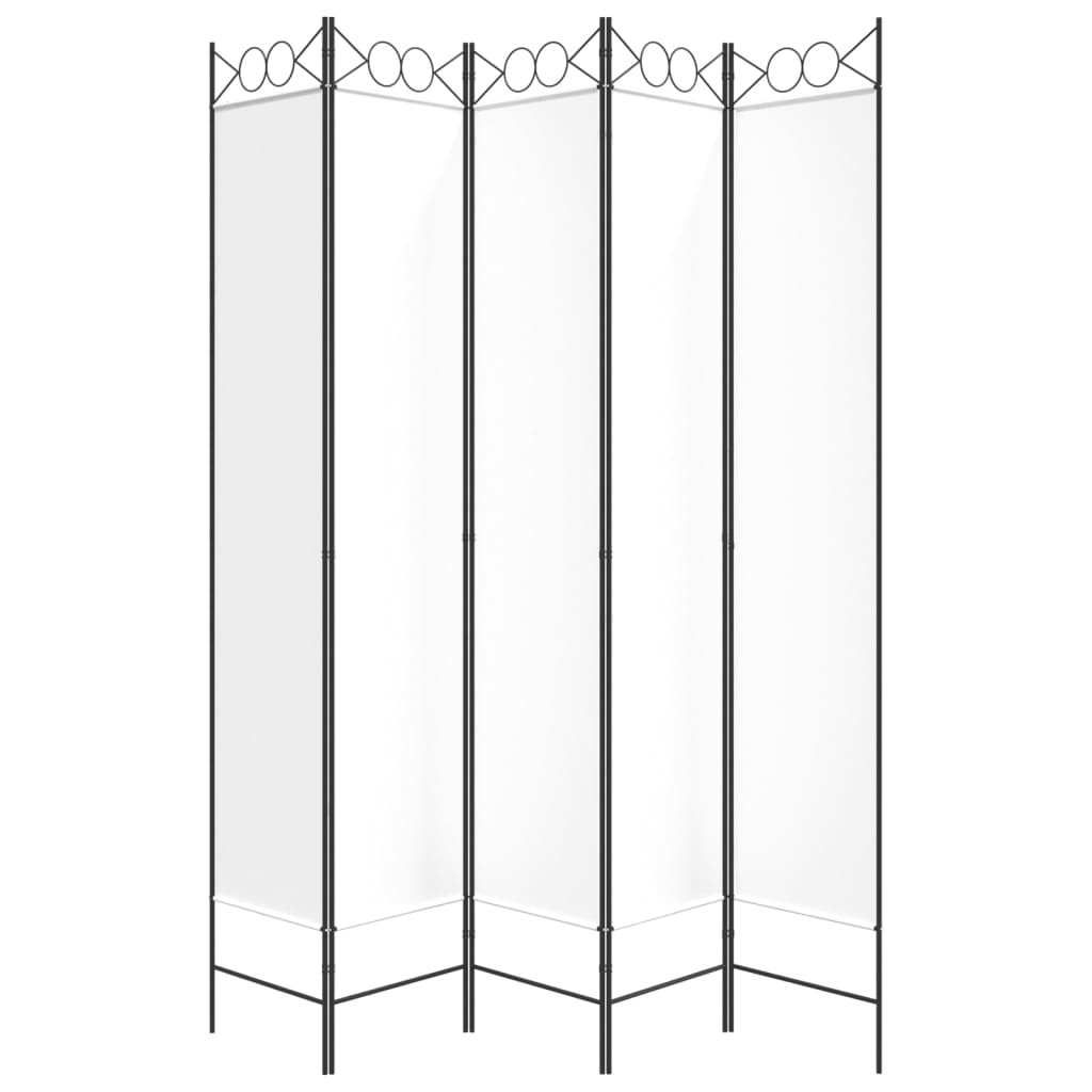 Kamerscherm met 5 panelen 200x220 cm stof wit is nu te koop bij PeponiXL, paradijselijk wonen!
