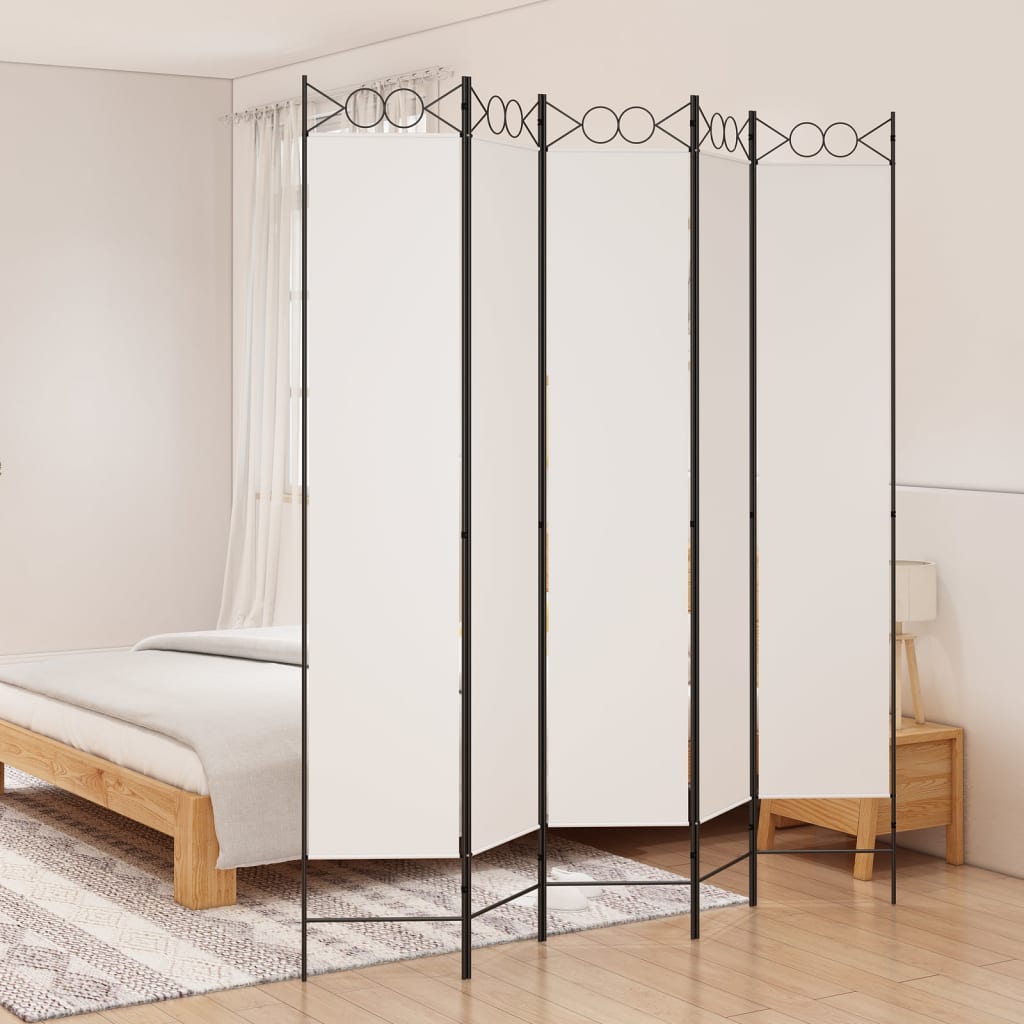Kamerscherm met 5 panelen 200x220 cm stof wit is nu te koop bij PeponiXL, paradijselijk wonen!