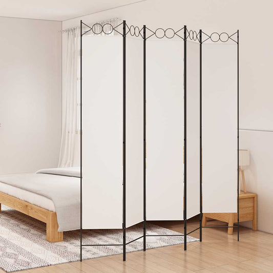 Kamerscherm met 5 panelen 200x220 cm stof wit is nu te koop bij PeponiXL, paradijselijk wonen!