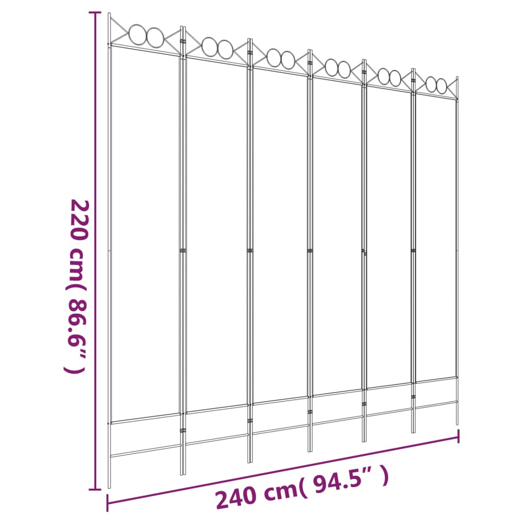 Kamerscherm met 6 panelen 240x220 cm stof wit is nu te koop bij PeponiXL, paradijselijk wonen!