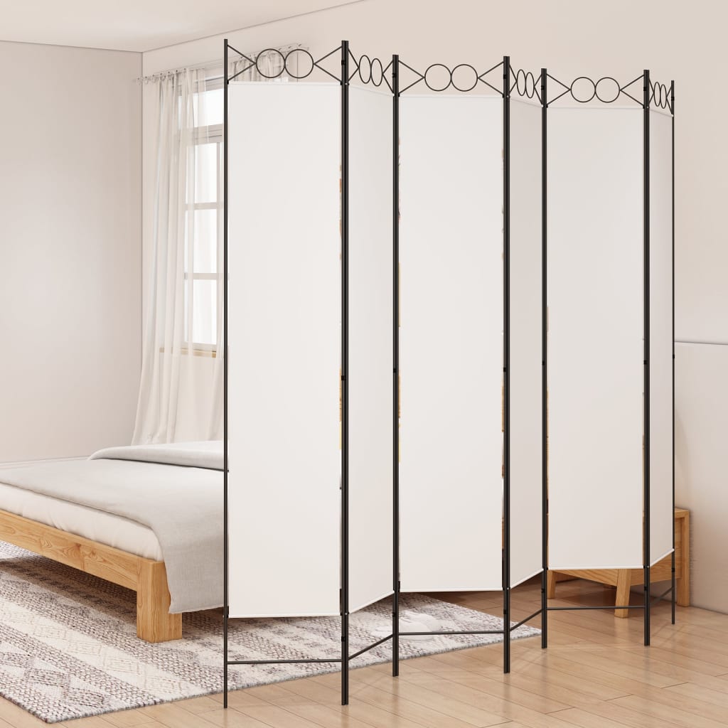 Kamerscherm met 6 panelen 240x220 cm stof wit is nu te koop bij PeponiXL, paradijselijk wonen!