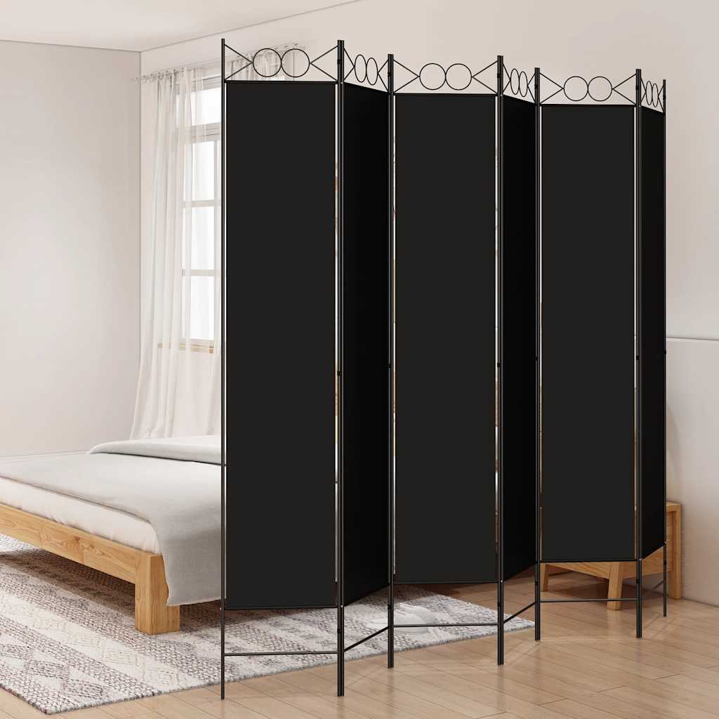 Kamerscherm met 6 panelen 240x220 cm stof zwart is nu te koop bij PeponiXL, paradijselijk wonen!