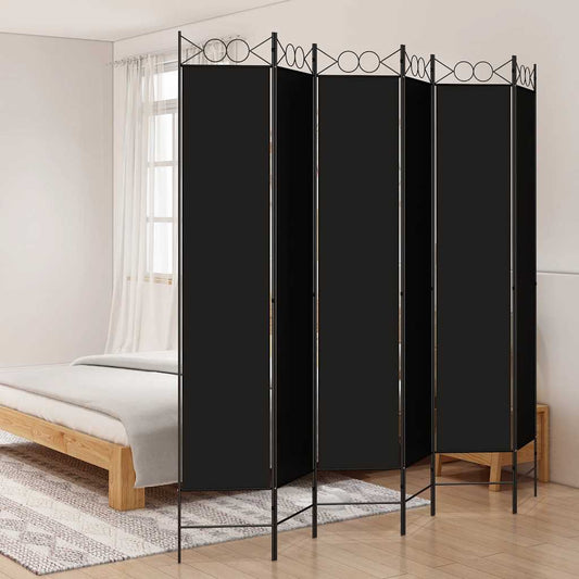 Kamerscherm met 6 panelen 240x220 cm stof zwart is nu te koop bij PeponiXL, paradijselijk wonen!