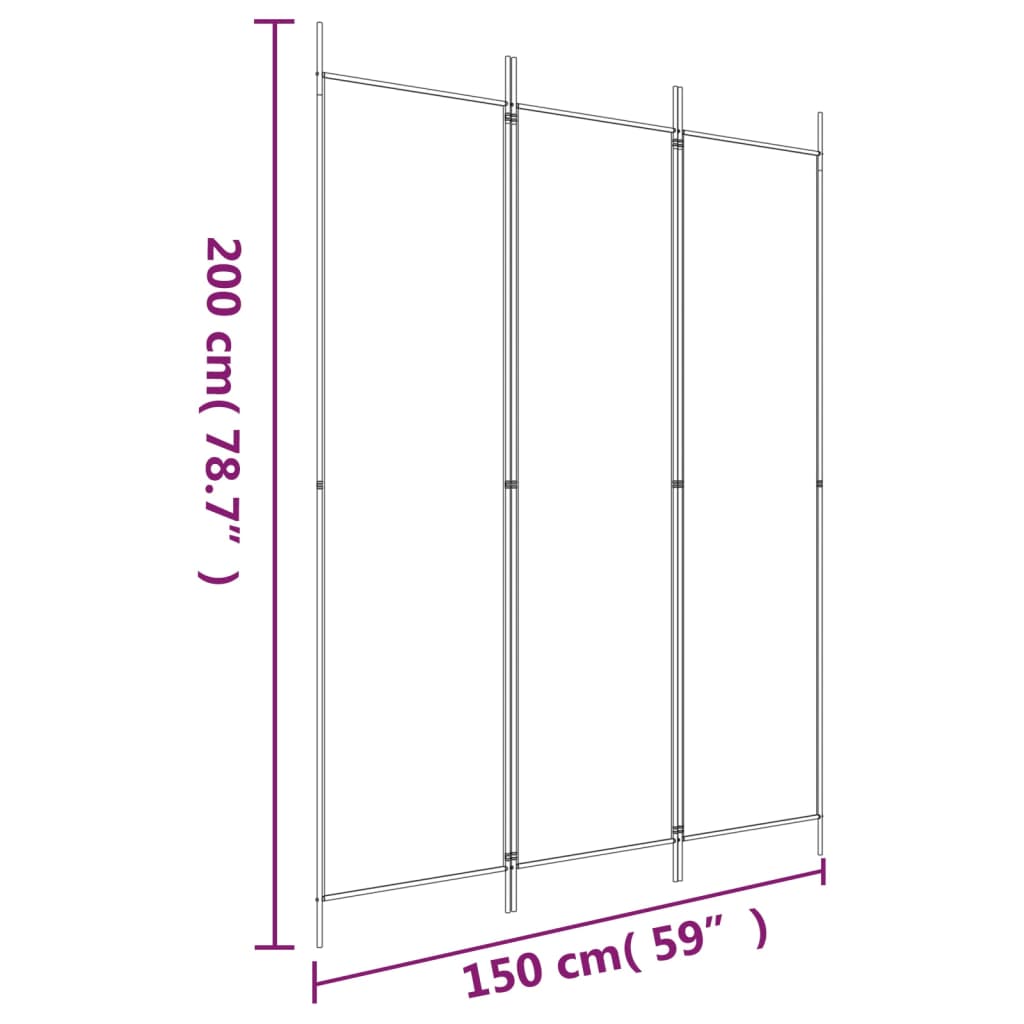 Kamerscherm met 3 panelen 150x200 cm stof wit is nu te koop bij PeponiXL, paradijselijk wonen!