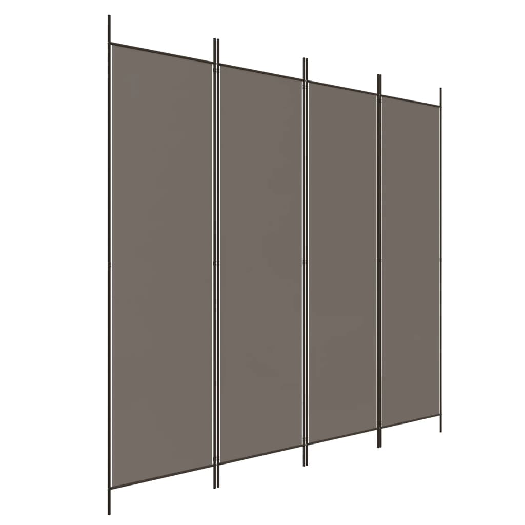 Kamerscherm met 4 panelen 200x200 cm stof antracietkleurig is nu te koop bij PeponiXL, paradijselijk wonen!