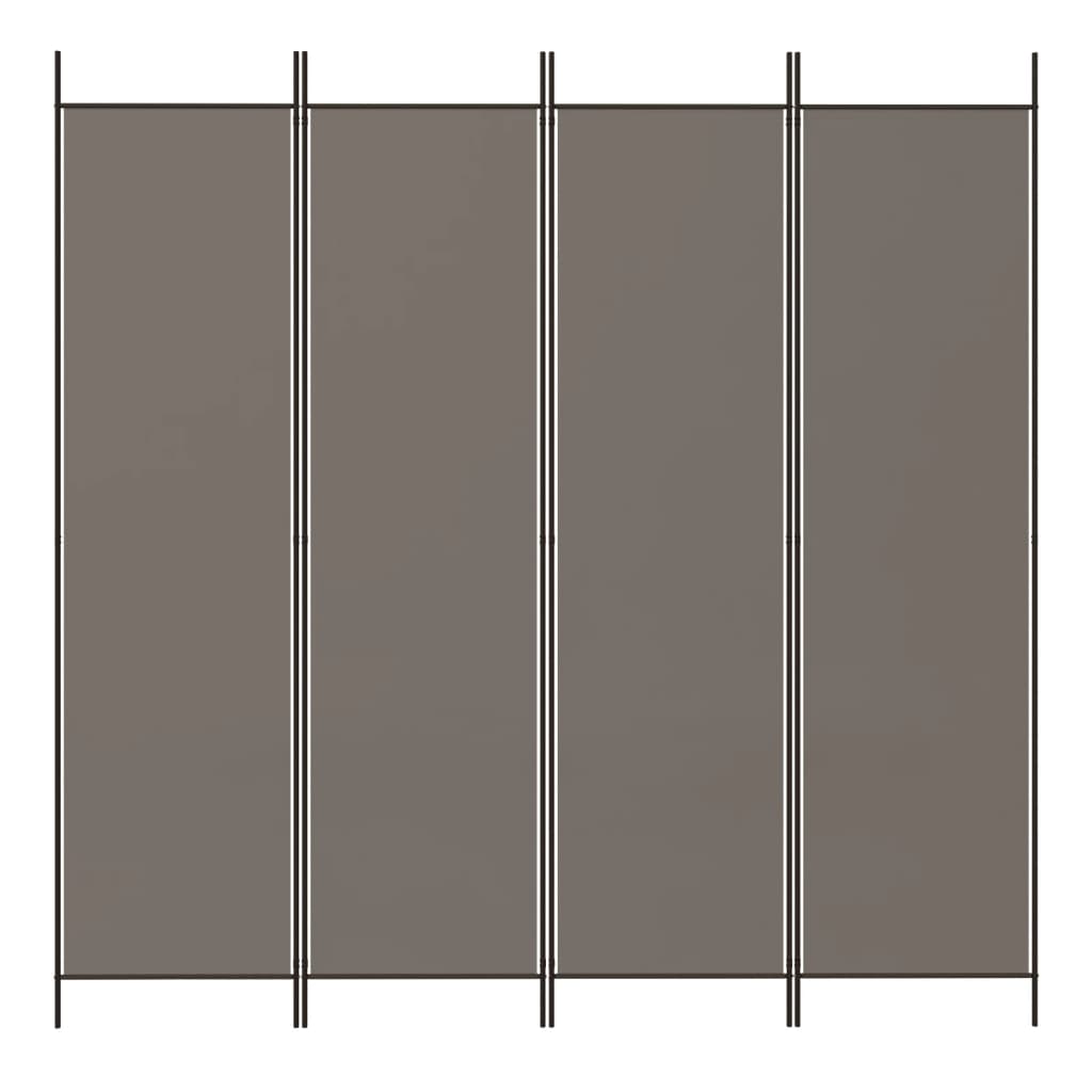 Kamerscherm met 4 panelen 200x200 cm stof antracietkleurig is nu te koop bij PeponiXL, paradijselijk wonen!
