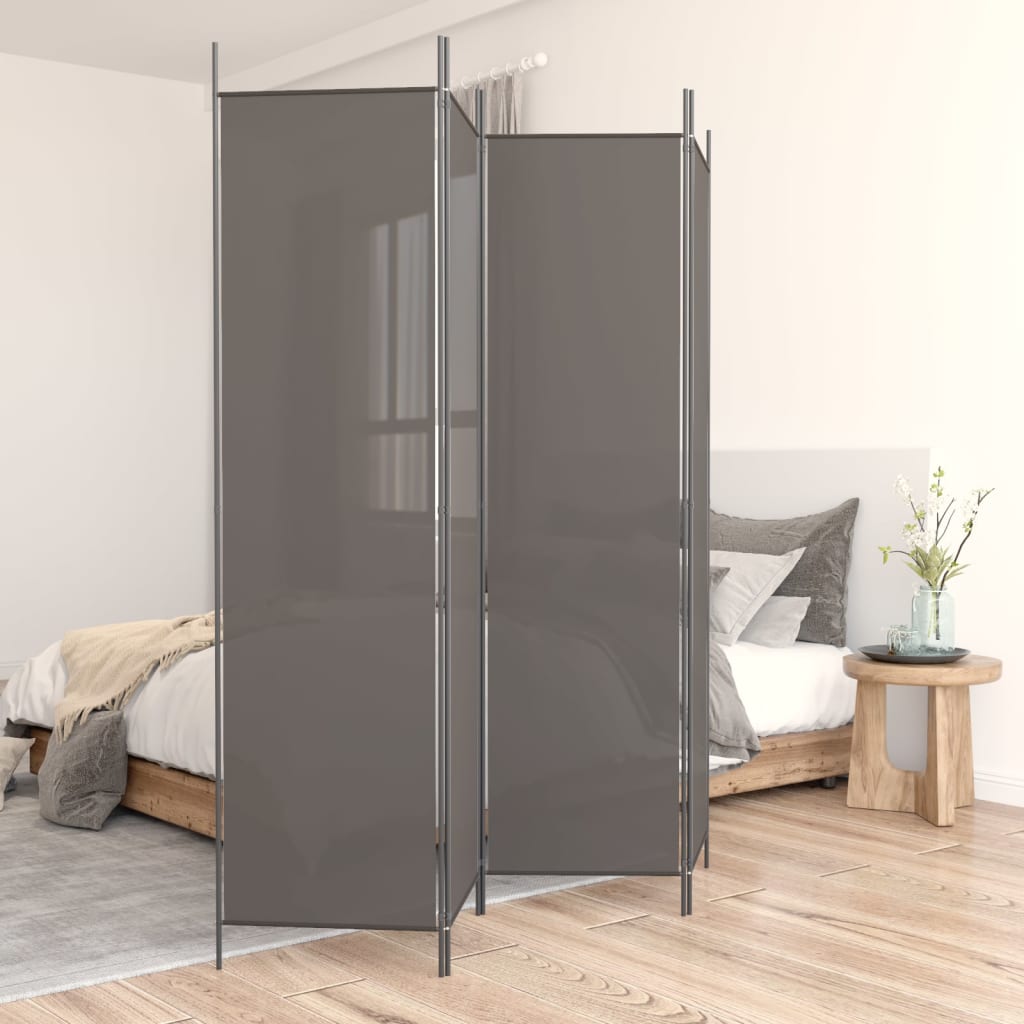 Kamerscherm met 4 panelen 200x200 cm stof antracietkleurig is nu te koop bij PeponiXL, paradijselijk wonen!