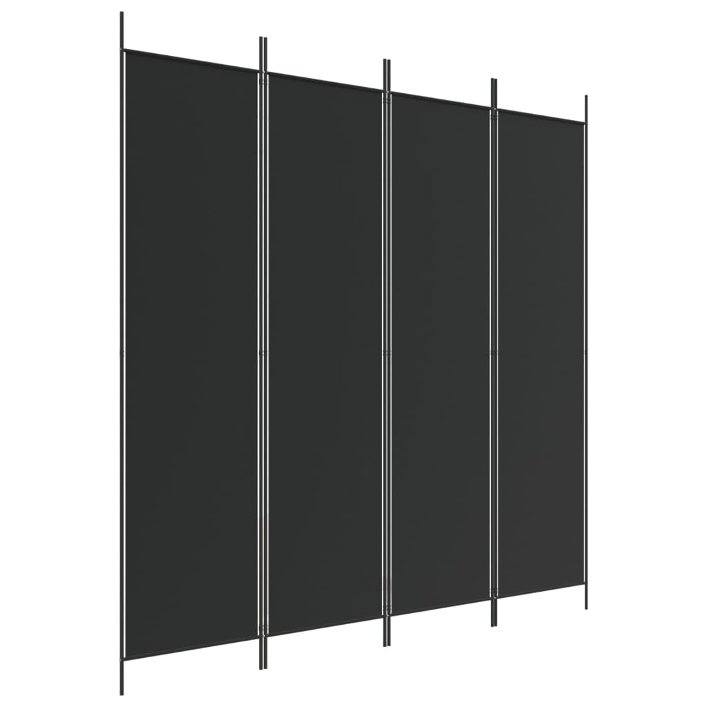 Kamerscherm met 4 panelen 200x200 cm stof zwart is nu te koop bij PeponiXL, paradijselijk wonen!