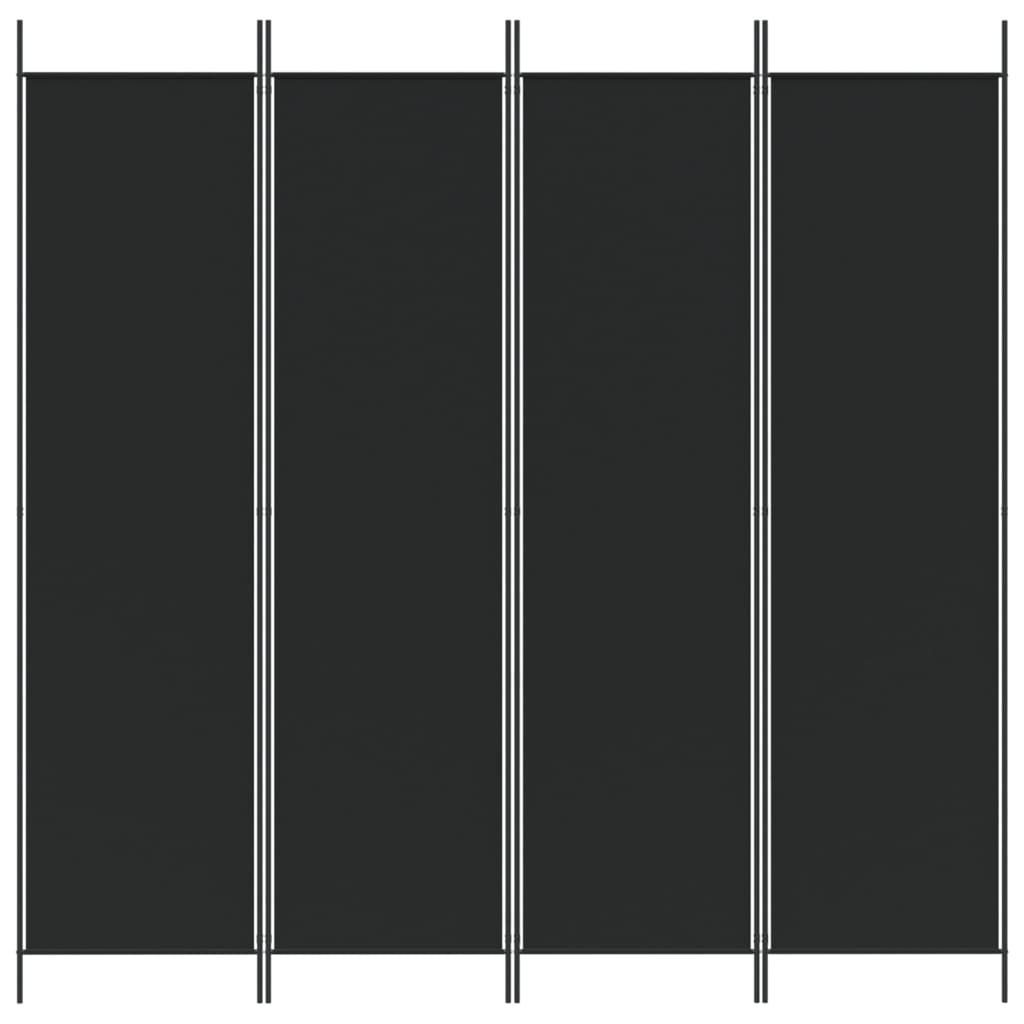 Kamerscherm met 4 panelen 200x200 cm stof zwart is nu te koop bij PeponiXL, paradijselijk wonen!