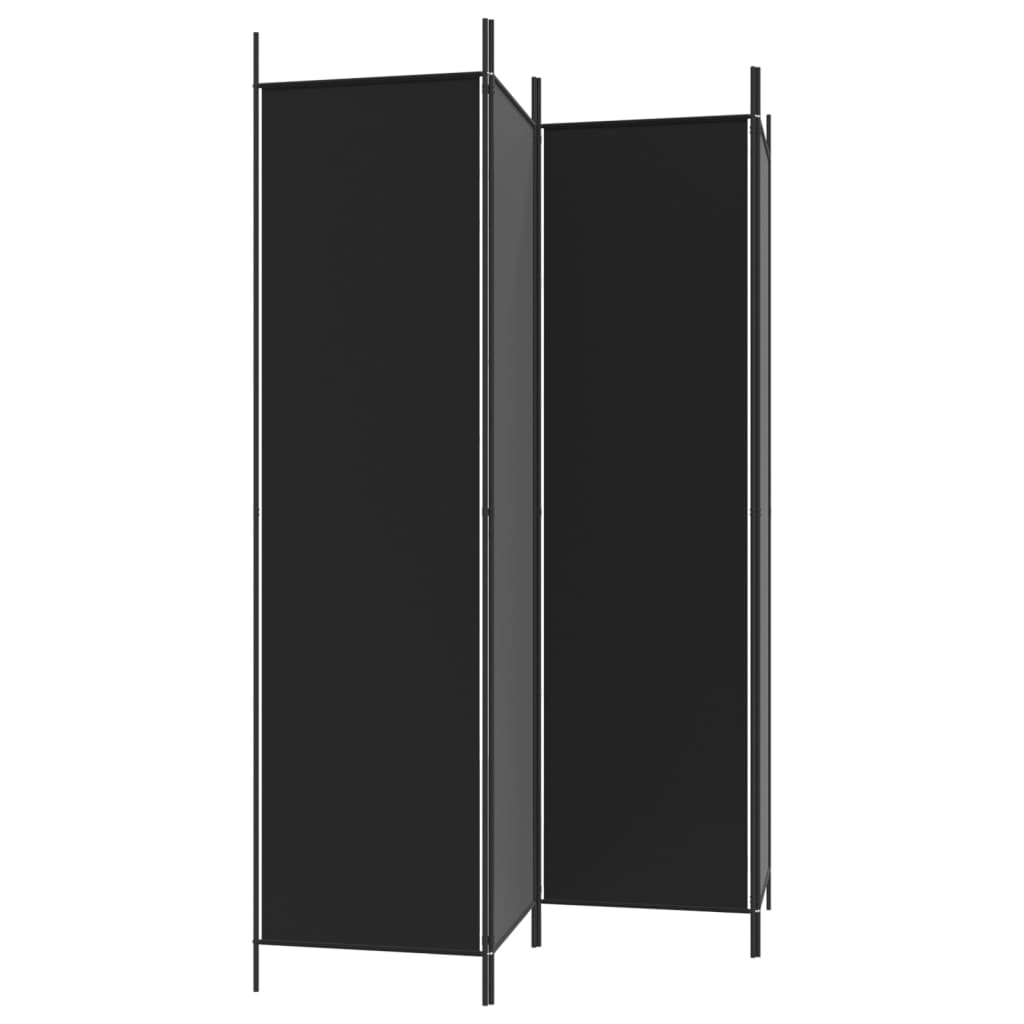 Kamerscherm met 4 panelen 200x200 cm stof zwart is nu te koop bij PeponiXL, paradijselijk wonen!