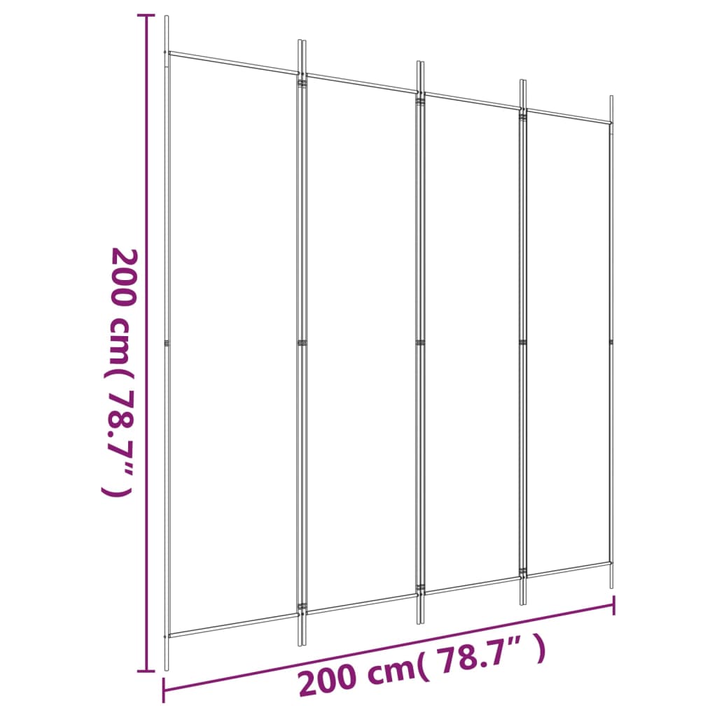 Kamerscherm met 4 panelen 200x200 cm stof zwart is nu te koop bij PeponiXL, paradijselijk wonen!