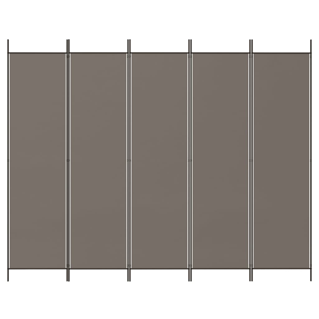 Kamerscherm met 5 panelen 250x200 cm stof antracietkleurig is nu te koop bij PeponiXL, paradijselijk wonen!
