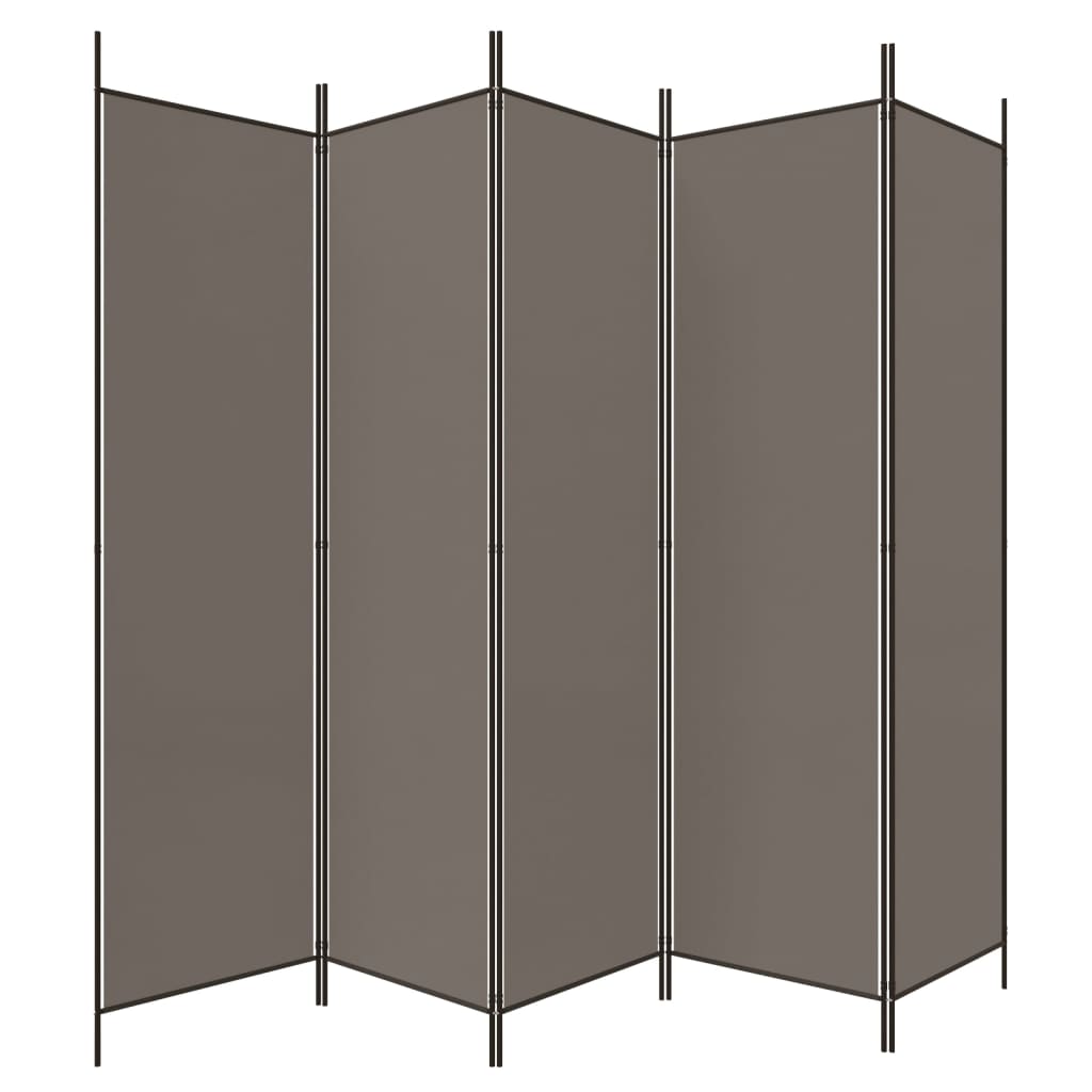Kamerscherm met 5 panelen 250x200 cm stof antracietkleurig is nu te koop bij PeponiXL, paradijselijk wonen!