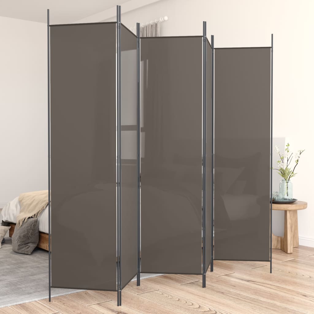 Kamerscherm met 5 panelen 250x200 cm stof antracietkleurig is nu te koop bij PeponiXL, paradijselijk wonen!