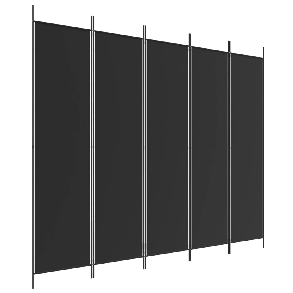 Kamerscherm met 5 panelen 250x200 cm stof zwart is nu te koop bij PeponiXL, paradijselijk wonen!