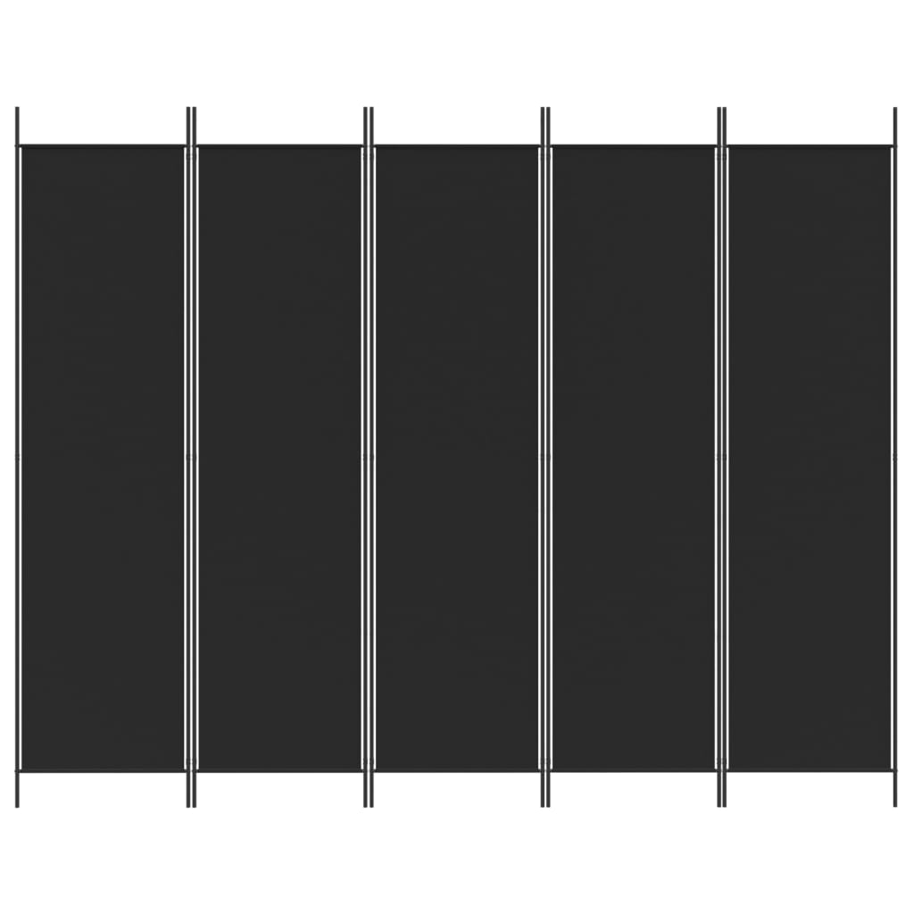 Kamerscherm met 5 panelen 250x200 cm stof zwart is nu te koop bij PeponiXL, paradijselijk wonen!