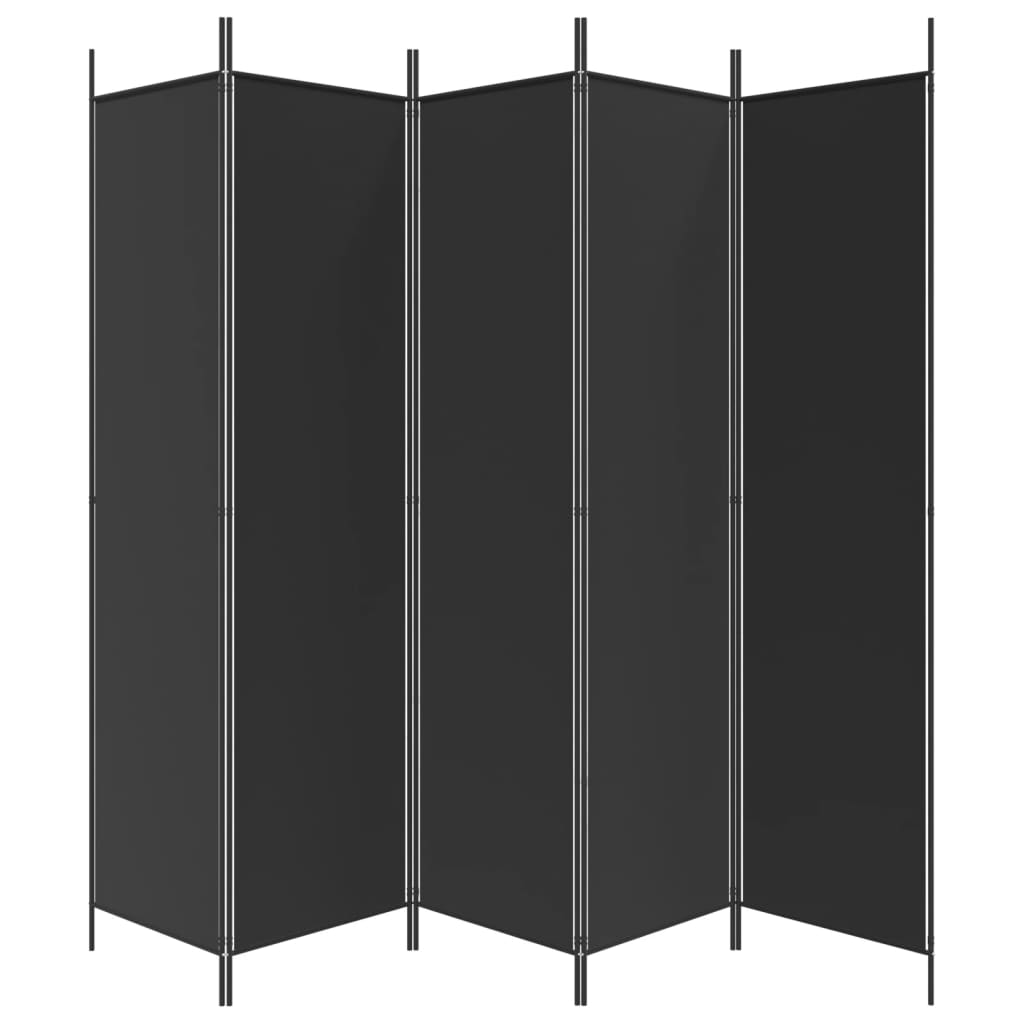 Kamerscherm met 5 panelen 250x200 cm stof zwart is nu te koop bij PeponiXL, paradijselijk wonen!