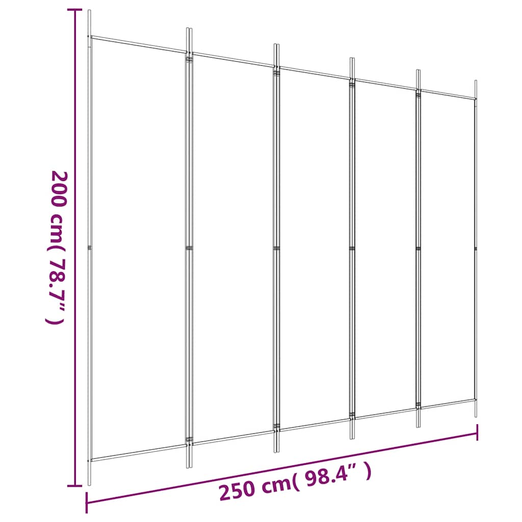 Kamerscherm met 5 panelen 250x200 cm stof zwart is nu te koop bij PeponiXL, paradijselijk wonen!