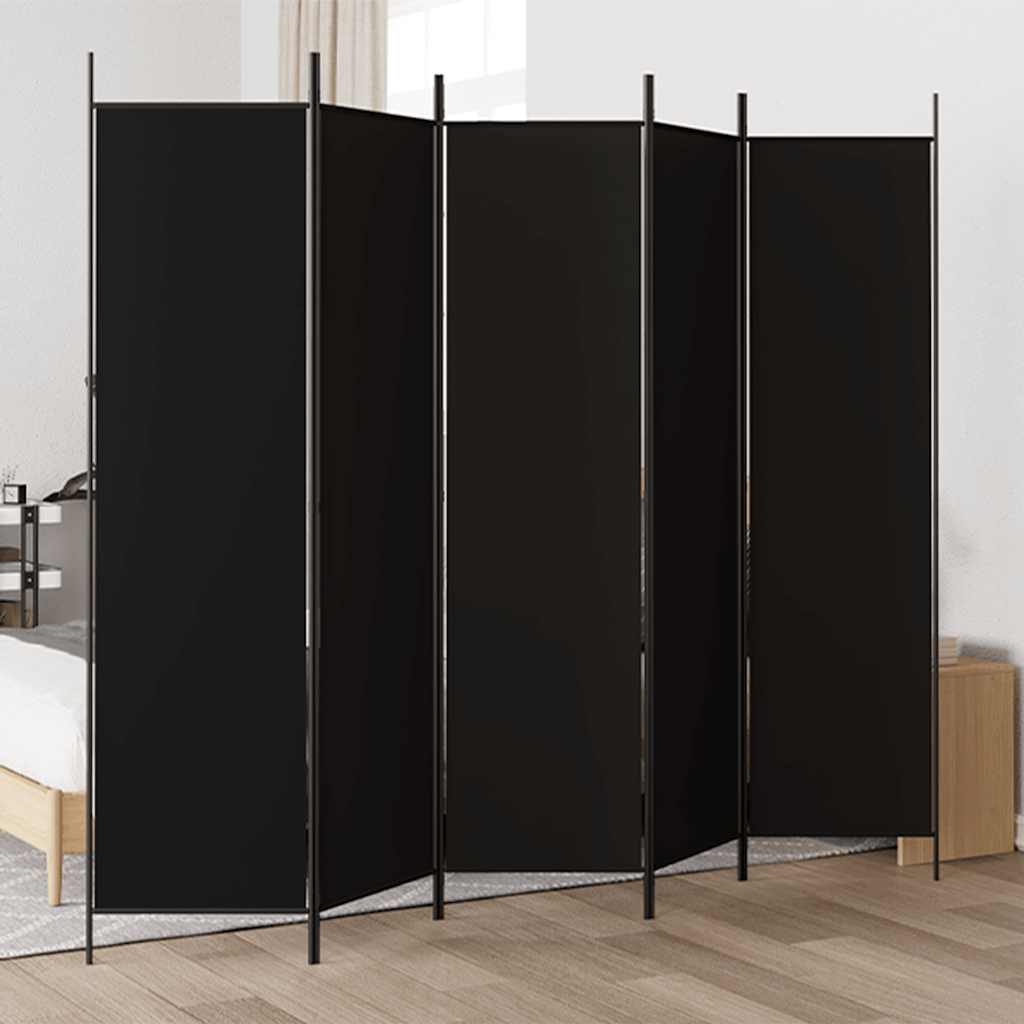 Kamerscherm met 5 panelen 250x200 cm stof zwart is nu te koop bij PeponiXL, paradijselijk wonen!