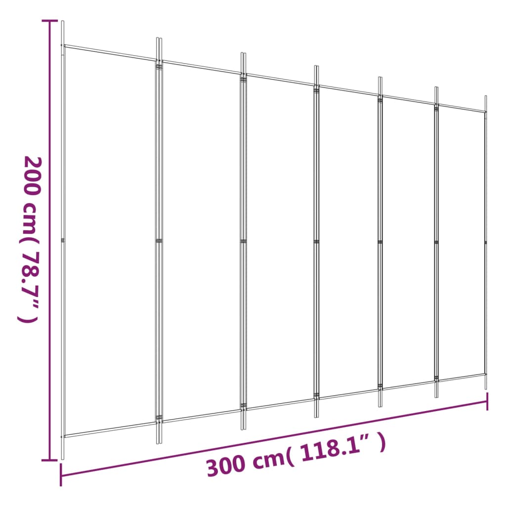 Kamerscherm met 6 panelen 300x200 cm stof wit is nu te koop bij PeponiXL, paradijselijk wonen!
