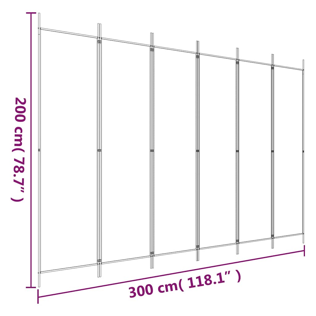 Kamerscherm met 6 panelen 300x200 cm stof wit is nu te koop bij PeponiXL, paradijselijk wonen!