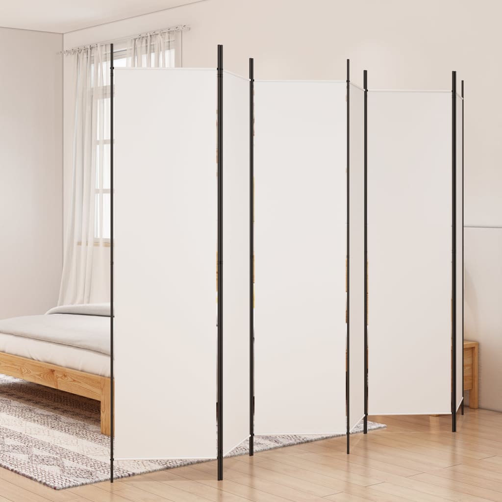 Kamerscherm met 6 panelen 300x200 cm stof wit is nu te koop bij PeponiXL, paradijselijk wonen!