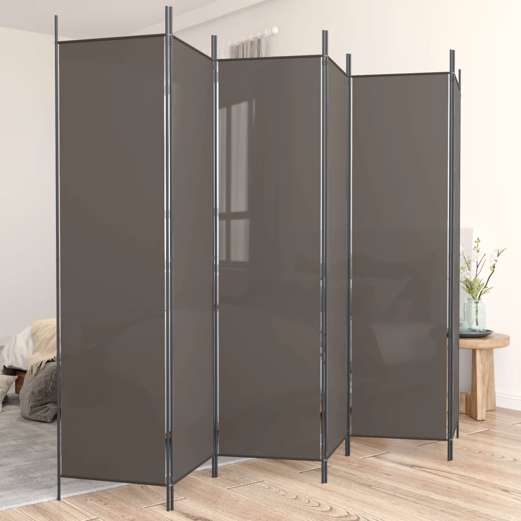 Kamerscherm met 6 panelen 300x200 cm stof antracietkleurig is nu te koop bij PeponiXL, paradijselijk wonen!