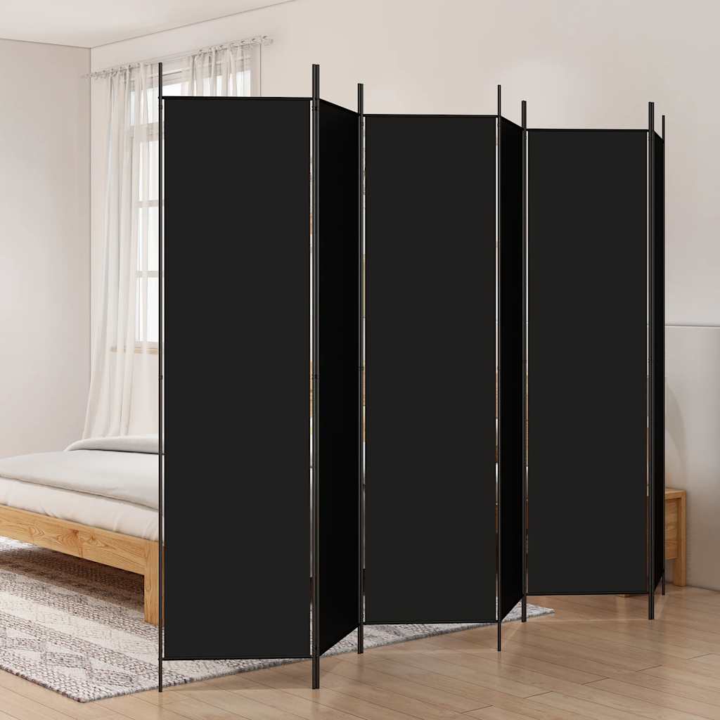 Kamerscherm met 6 panelen 300x200 cm stof zwart is nu te koop bij PeponiXL, paradijselijk wonen!