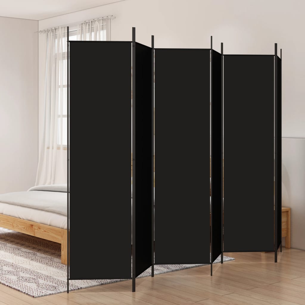 Kamerscherm met 6 panelen 300x200 cm stof zwart is nu te koop bij PeponiXL, paradijselijk wonen!