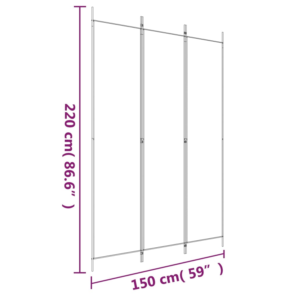 Kamerscherm met 3 panelen 150x220 cm stof wit is nu te koop bij PeponiXL, paradijselijk wonen!
