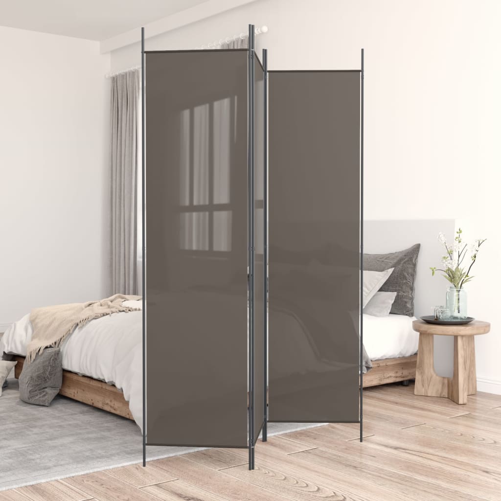 Kamerscherm met 3 panelen 150x220 cm stof antracietkleurig is nu te koop bij PeponiXL, paradijselijk wonen!