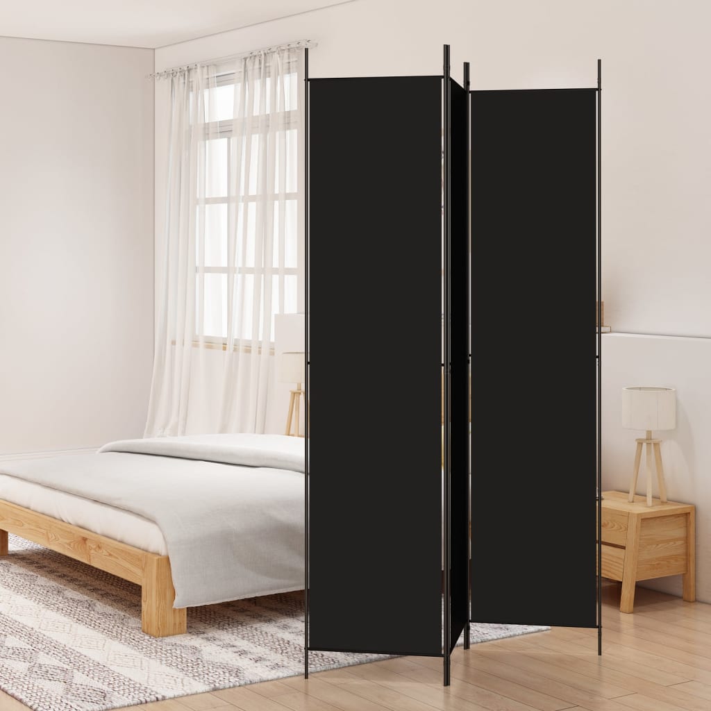 Kamerscherm met 3 panelen 150x220 cm stof zwart is nu te koop bij PeponiXL, paradijselijk wonen!
