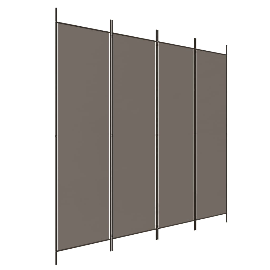 Kamerscherm met 4 panelen 200x220 cm stof antracietkleurig is nu te koop bij PeponiXL, paradijselijk wonen!