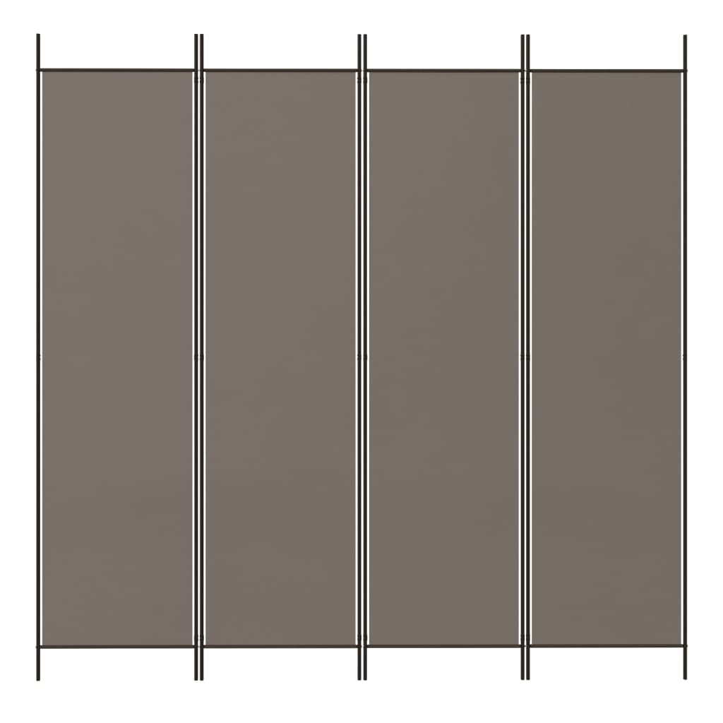 Kamerscherm met 4 panelen 200x220 cm stof antracietkleurig is nu te koop bij PeponiXL, paradijselijk wonen!