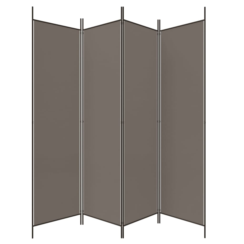Kamerscherm met 4 panelen 200x220 cm stof antracietkleurig is nu te koop bij PeponiXL, paradijselijk wonen!
