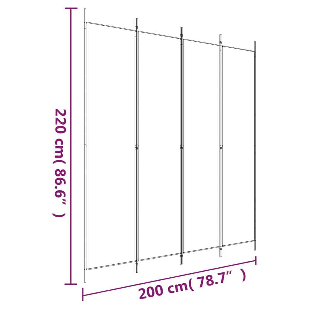 Kamerscherm met 4 panelen 200x220 cm stof antracietkleurig is nu te koop bij PeponiXL, paradijselijk wonen!
