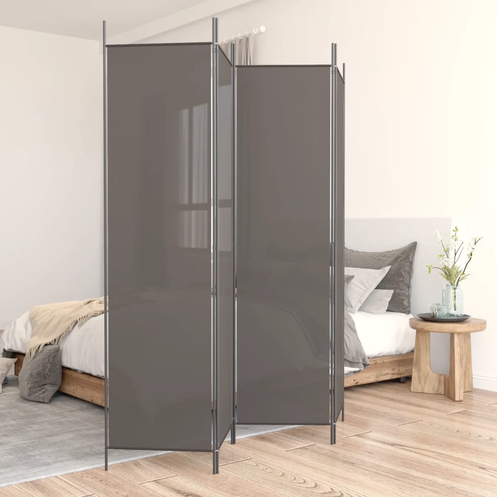 Kamerscherm met 4 panelen 200x220 cm stof antracietkleurig is nu te koop bij PeponiXL, paradijselijk wonen!