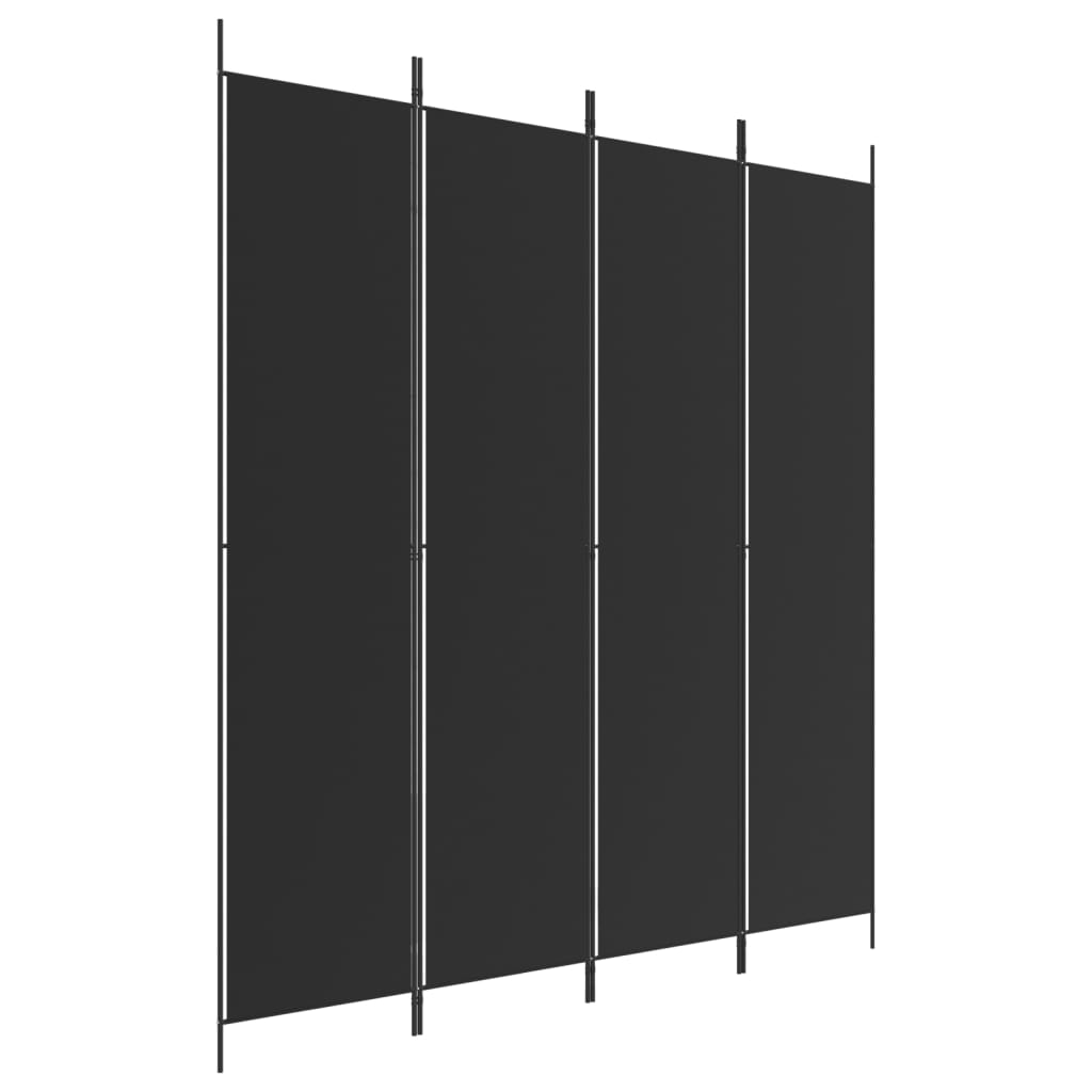 Kamerscherm met 4 panelen 200x220 cm stof zwart is nu te koop bij PeponiXL, paradijselijk wonen!