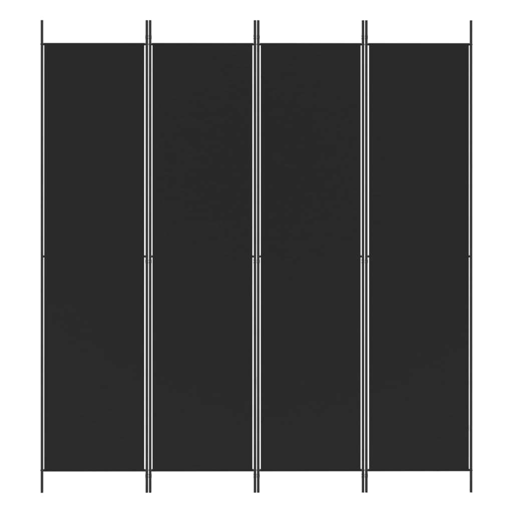 Kamerscherm met 4 panelen 200x220 cm stof zwart is nu te koop bij PeponiXL, paradijselijk wonen!