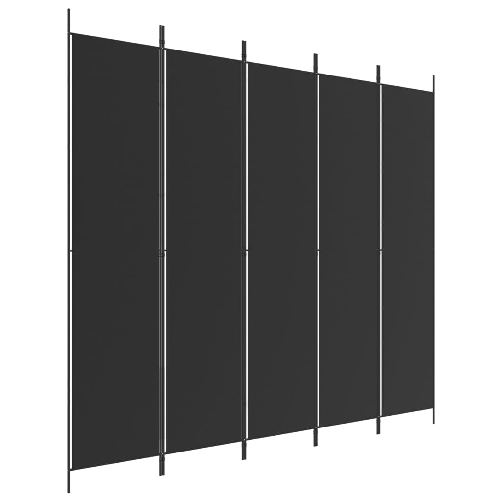 Kamerscherm met 5 panelen 250x220 cm stof zwart is nu te koop bij PeponiXL, paradijselijk wonen!