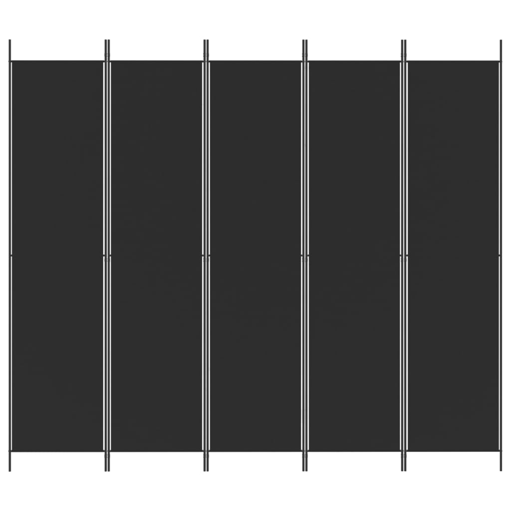 Kamerscherm met 5 panelen 250x220 cm stof zwart is nu te koop bij PeponiXL, paradijselijk wonen!