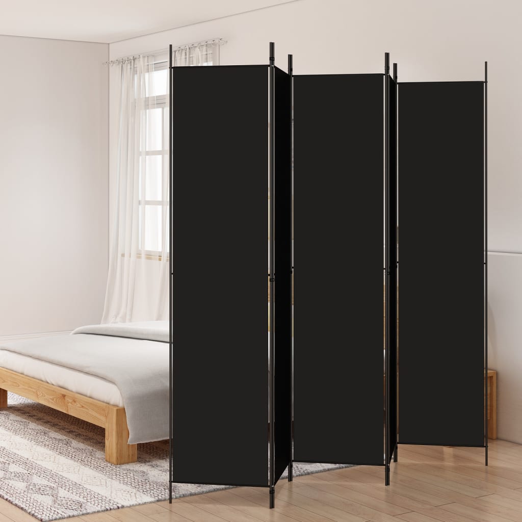 Kamerscherm met 5 panelen 250x220 cm stof zwart is nu te koop bij PeponiXL, paradijselijk wonen!