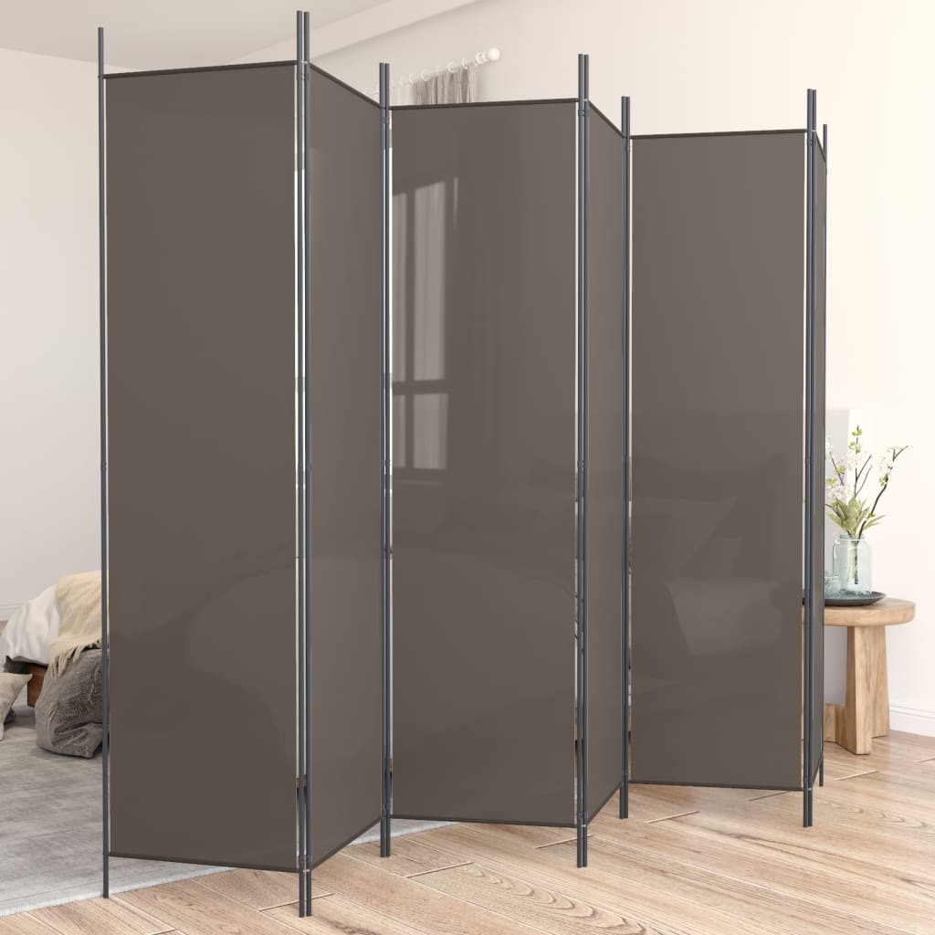 Kamerscherm met 6 panelen 300x220 cm stof antracietkleurig is nu te koop bij PeponiXL, paradijselijk wonen!