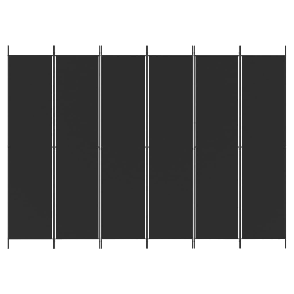 Kamerscherm met 6 panelen 300x220 cm stof zwart is nu te koop bij PeponiXL, paradijselijk wonen!