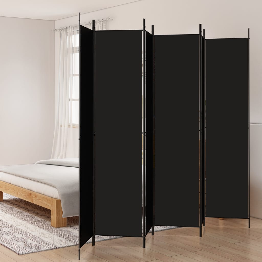 Kamerscherm met 6 panelen 300x220 cm stof zwart is nu te koop bij PeponiXL, paradijselijk wonen!